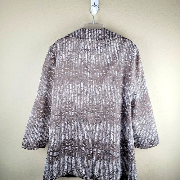 Carmen Marc Valvo Coat Womens M‎ Brown/Metallic Tapestry Round Collar Car - Picture 7 of 10